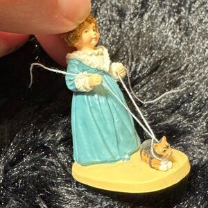 Vintage 1992 HGL Magic Kitten Figurine With Girl In Blue Dress Collectible